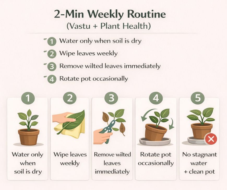 Vastu is big on life energy, and a struggling plant is the opposite of that.